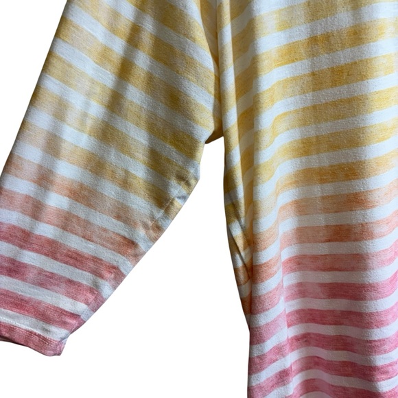 CJ Banks Women’s Multi Color Striped Cotton High Low Hem Scoop neck 1X - Picture 6 of 10